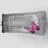 ピンクバタフライ素朴ゴルフヘッドカバー ゴルフヘッドカバー (正面)