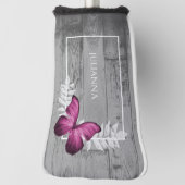 ピンクバタフライ素朴ゴルフヘッドカバー ゴルフヘッドカバー (回転90)