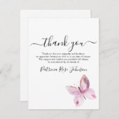 ピンクバタフライ葬儀メモリアルありがとう サンキューカード (正面/裏面)