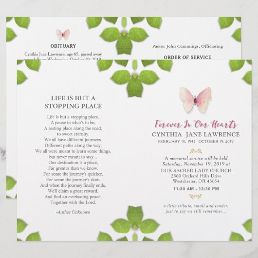 ピンクバタフライ葬儀記念事業 (正面/裏面)