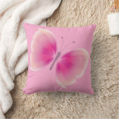 ピンクバタフライ装飾用クッション クッション (ブランケット)