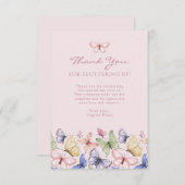 ピンクバタフライ誕生日 サンキューカード (正面/裏面)