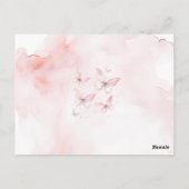 ピンクバタフライ赤ちゃんシャワーブックベビー ポストカード (裏面)