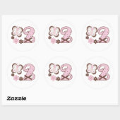 ピンクバタフライ2ndバースデークラシックタラウンドステッカー ラウンドシール (シート)