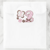 ピンクバタフライ2ndバースデークラシックタラウンドステッカー ラウンドシール (バッグ)