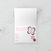 ピンクバタフライ2ndバースデーフィルイン招待状 招待状 (内部)