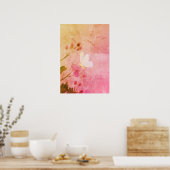 ピンクバタフライ ポスター (キッチン)