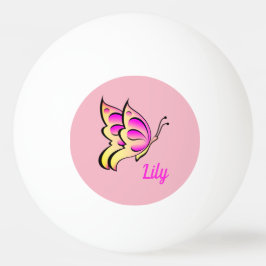 ピンクバタフライ – 名前の追加 卓球ボール