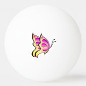 ピンクバタフライ – 名前の追加 卓球ボール (裏面)