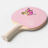 ピンクバタフライ：名前を追加 卓球ラケット (正面アングル)