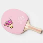 ピンクバタフライ：名前を追加 卓球ラケット (横)