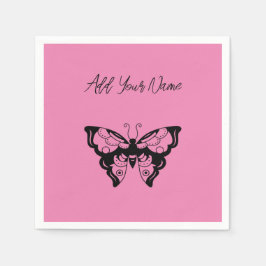 ピンクバタフライ – 独自の(CYO)ナプキンを作成 スタンダードカクテルナプキン