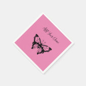 ピンクバタフライ – 独自の(CYO)ナプキンを作成 スタンダードカクテルナプキン (角)