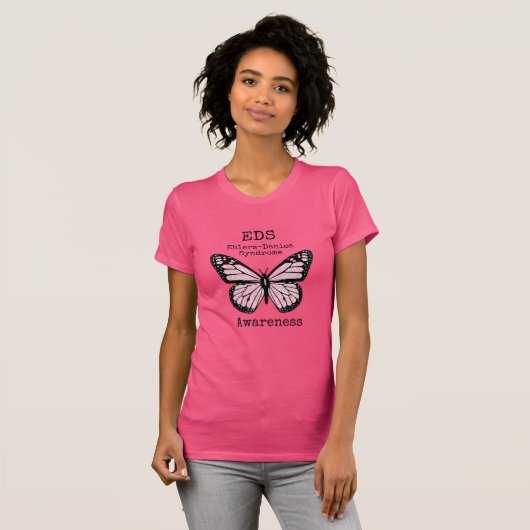 ピンクバタフライEDS認識度シャツ Tシャツ (正面フル)