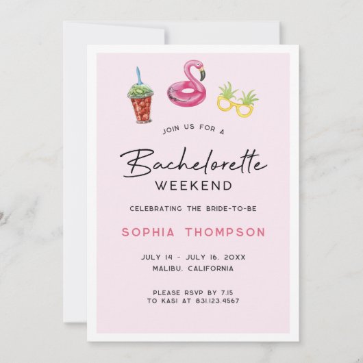 ピンクバチェロレッテウィークエンドパームビーチ招待状 招待状 (正面)