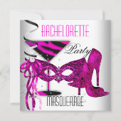 ピンクバチェロレッテ仮装ホワイトハイヒールシューズ 招待状 (正面)