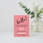 ピンクバックホワイトありがとうロゴソーシャルメディアの挿入 名刺 (スタンド正面)