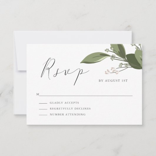 ピンクバック付きSVPの赤面Sprigs 出欠カード (正面)