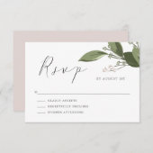 ピンクバック付きSVPの赤面Sprigs 出欠カード (正面/裏面)
