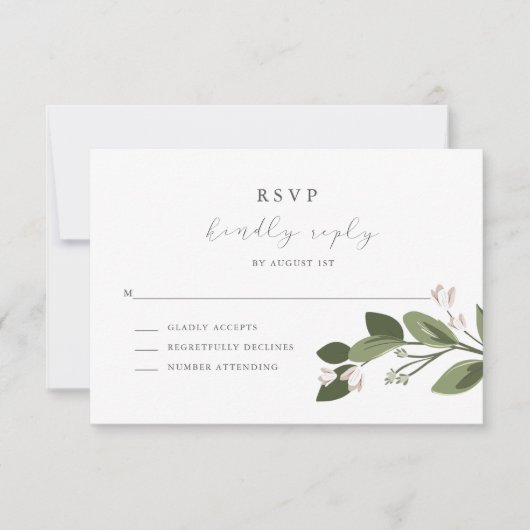 ピンクバック付きSVPの赤面Sprigs 出欠カード (正面)