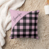 ピンクバッファロープレイドチェックパターン名前をカスタムする クッション (ブランケット)