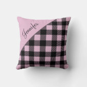 ピンクバッファロープレイドチェックパターン名前をカスタムする クッション (裏面)