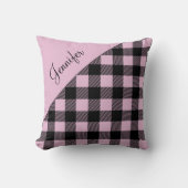 ピンクバッファロープレイドチェックパターン名前をカスタムする クッション (正面)
