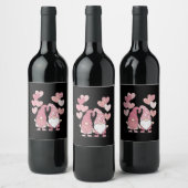 ピンクバッファロープレイドハート格言バレンタインデー ワインラベル (ボトル)