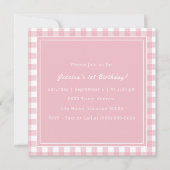 ピンクバッファロープレイドモノグラム誕生日パーティー 招待状 (正面)