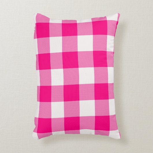 ピンクバッファロープレイド アクセントクッション (正面(垂直))