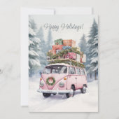 ピンクバナゴン フラット ホリデー カード (正面)