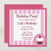 ピンクバニラカップケーキ 招待状 (正面/裏面)