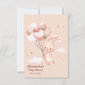 ピンクバニーうさぎ赤ちゃんシャワー サンキューカード (裏面)