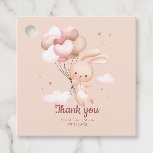 ピンクバニーうさぎ赤ちゃんシャワー フェイバータグ (正面)