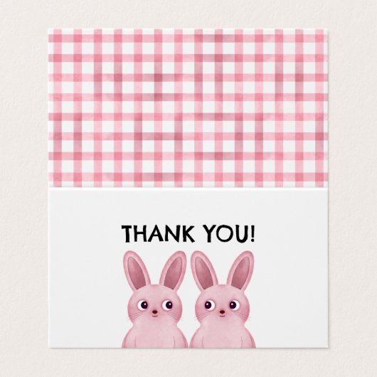 ピンクバニーの女の子とテントカードありがとう 名刺 (外部フラット)