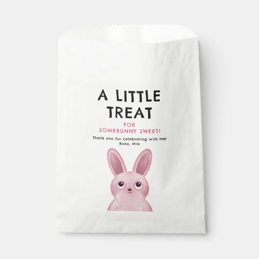 ピンクバニーの女の子のための誕生日パーティー フェイバーバッグ (正面)