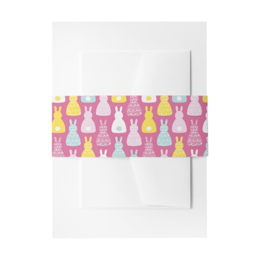 ピンクバニーウサギ 招待状ベリーバンド (正面例)