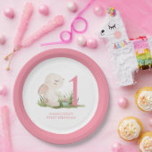 ピンクバニーガールの誕生日 ペーパープレート (パーティー)