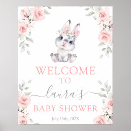 ピンクバニーガールウェルカムサイン ポスター