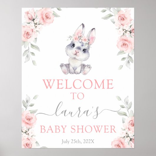 ピンクバニーガールウェルカムサイン ポスター (正面)