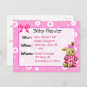 ピンクバニーガールズベビーシャワー招待状 インビテーションポストカード (正面/裏面)