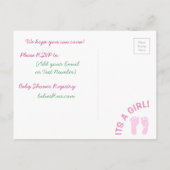 ピンクバニーガールズベビーシャワー招待状 インビテーションポストカード (裏面)