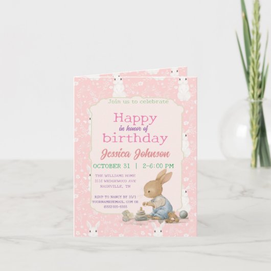 ピンクバニーガール 招待状 (正面)