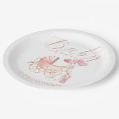 ピンクバニークレードルガールベビーシャワーパーティー ペーパープレート (アングル)