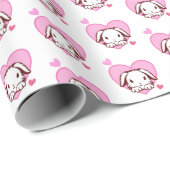 ピンクバニーハートパターンバレンタインデー ラッピングペーパー (ロールコーナー)