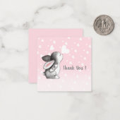 ピンクバニーハート紙吹雪ありがとうノートカード ノートカード (正面/裏面インサイチュ)