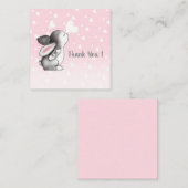 ピンクバニーハート紙吹雪ありがとうノートカード ノートカード (正面/裏面)