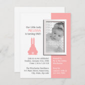 ピンクバニーフォト誕生日 招待状 (正面/裏面)