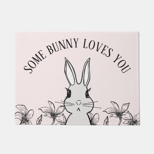 ピンクバニーフローラ春 ドアマット (正面)