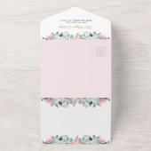 ピンクバニーフローラ赤ちゃんシャワーブックベビー オールインワン招待状 (外側)